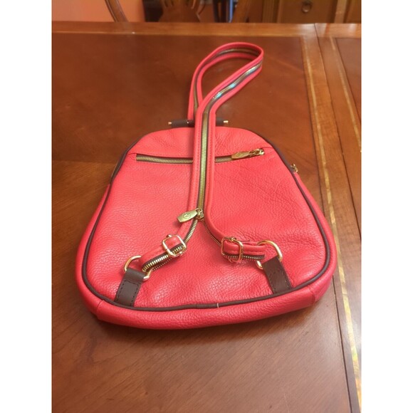 VALENTINA Made in Italy Red Leather Double Entry Convertible Bag Backpack. main image 9